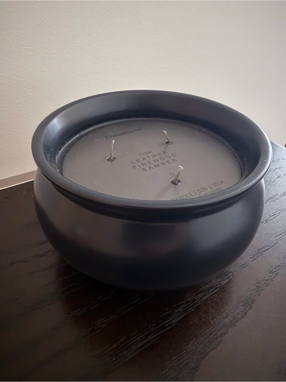 Cauldron Black Firewood 3-Wick Scented Candle by Crate&Barrel